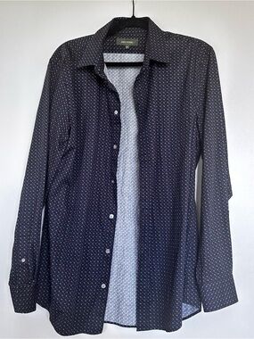 Gino Rossi Men’s Navy Micro-Print Button-Down Shirt Size M